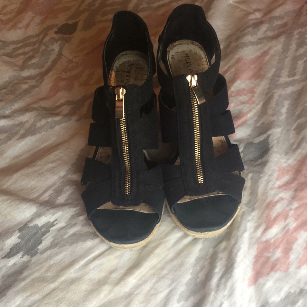 Black and Tan weaved Wedges